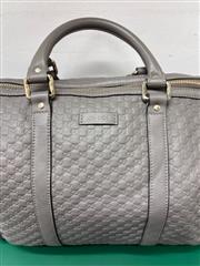 GUCCI MICROGUCCISSIMA GRAY LEATHER BOSTON BAG